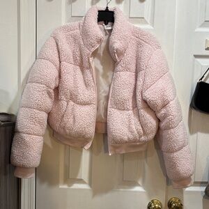 Pink Sherpa Puffer Jacket